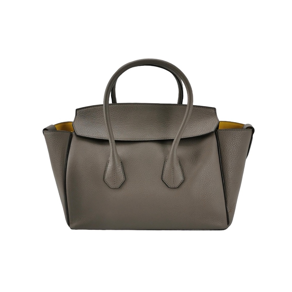 Bally Taupe Satchel with Yellow Interior